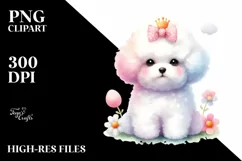 Cute Pastel Bichon Frise Watercolor Clipart Product Image 3