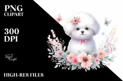 Cute Pastel Bichon Frise Watercolor Clipart Product Image 3