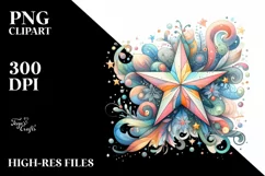 Colorful Watercolor Whimsical Star Clipart Product Image 3