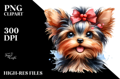 Happy Watercolor Baby Yorkshire Terrier PNG Product Image 2