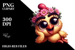 Exaggerated Cartoon Cat with Flower Crown PNG Product Image 2