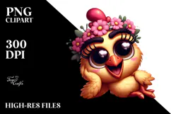 Exaggerated Cartoon Cat with Flower Crown PNG Product Image 2