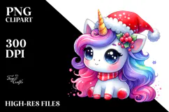 Vibrant Santa Hat Unicorn PNG Product Image 2