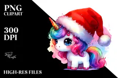 Vibrant Santa Hat Unicorn PNG Product Image 2