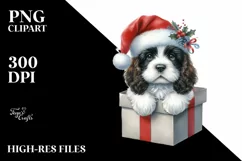 English Springer Spaniel with Santa Hat PNG Product Image 3