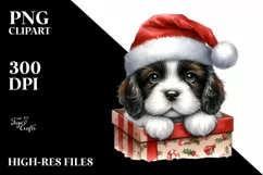 English Springer Spaniel with Santa Hat PNG Product Image 3