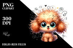 Watercolor Cute Cartoon Poodle PNG Product Image 2