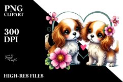 Doodled Flower with Cavalier King Charles Spaniel PNG Product Image 2