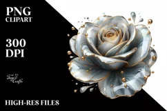 Detailed Rose with Golden Insertions | Clipart Product Image 1