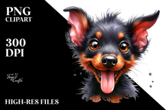 Watercolor Baby Doberman Pinscher, Vibrant PNG Product Image 2