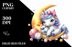cute Baby Unicorn Baseball Equipment Moon | Sublimation | Product Image 3