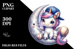 Watercolor Baby Unicorn Baseball Equipment Moon | Product Image 3