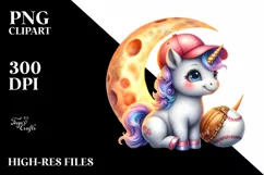 Watercolor Baby Unicorn Baseball Equipment Moon | Product Image 3