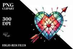 Watercolor Stained Hearth with Arrow, PNG Product Image 2