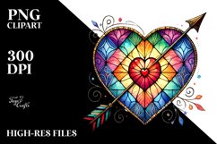 Watercolor Stained Hearth with Arrow, PNG Product Image 2