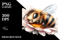 Digital Watercolor Baby Bee PNG Product Image 2