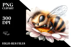 Digital Watercolor Baby Bee PNG Product Image 2