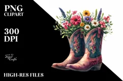 Cowboy Boots Flower Pot with Flowers | Clipart Product Image 3