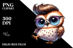 Cute Baby Owl with Cool Haircut PNG Product Image 2