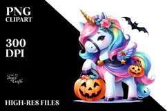 Vibrant Unicorn Halloween Costume Clipart Product Image 2