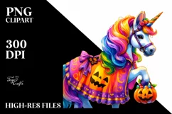 Vibrant Unicorn Halloween Costume Clipart Product Image 1
