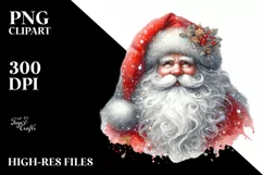 Washed Watercolor Santa Portrait PNG Product Image 2