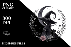 Gothic Witch with Cat PNG Product Image 2