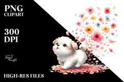 Colorful Cute Dog Tumbling with Petals in the Wind | Product Image 3
