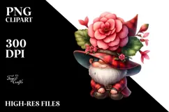 Cute Gnome with Big Hat and Begonia PNG Product Image 2