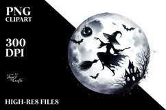 Simple Halloween Cackling Witch Watercolor Style Product Image 3