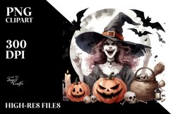 Simple Halloween Cackling Witch Watercolor Style Product Image 3