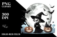 Simple Halloween Cackling Witch Watercolor Style Product Image 1
