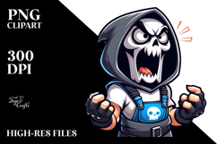 Aggresive Cartoon Reaper on Beach Sunset PNG Product Image 2