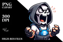Aggresive Cartoon Reaper on Beach Sunset PNG Product Image 2