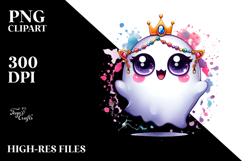 Funny Cute Ghost with Glam Accessories PNG Product Image 2