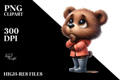 Expressive Bear Standing with Rain Boots | Clipart Product Image 2