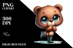 Expressive Bear Standing with Rain Boots | Clipart Product Image 2