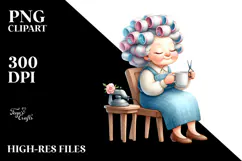 Lady Mug & Hair Curlers Scene Product Image 2
