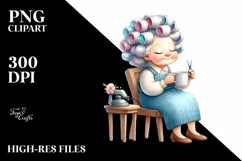 Lady Mug & Hair Curlers Scene Product Image 1