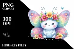 Cute Butterfly Flower Crown | Sublimation | Clipart Product Image 3