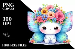 Colorful Butterfly Panda Flower Crown Clipart Product Image 1