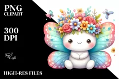 Cute Butterfly Flower Crown | Sublimation | Clipart Product Image 3