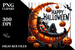 Funny Halloween Monster with Happy Halloween Text PNG Product Image 2