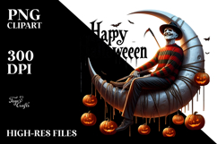 Funny Halloween Monster with Happy Halloween Text PNG Product Image 2
