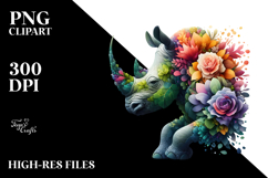Vibrant Watercolor Rhino PNG Product Image 2