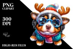 Bernese Mountain Dog with Reindeer Horns PNG Product Image 3