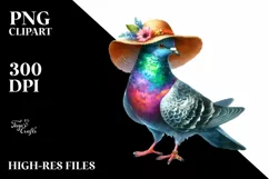 Vibrant Watercolor Pigeon Dressed for Summer | Sublimation Product Image 3