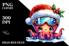 Expressive Baby Watercolor Octopus, Vibrant Colors PNG Product Image 3