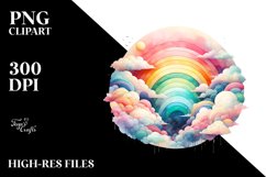 Colorful Abstract Rainbow with Clouds | Sublimation Clipart Product Image 1