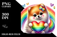 Cute Rainbow with Pomeranian PNG Product Image 2